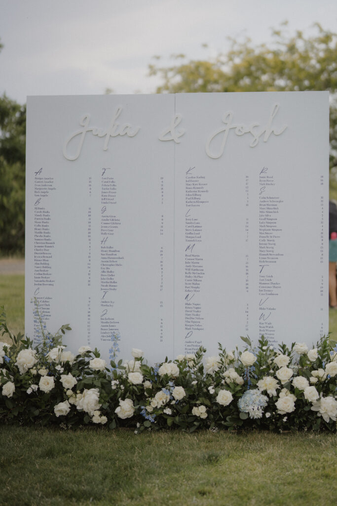 winery wedding table assignments 