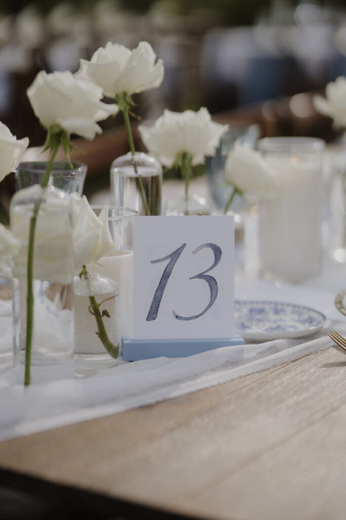 wedding tablescape with white florals
